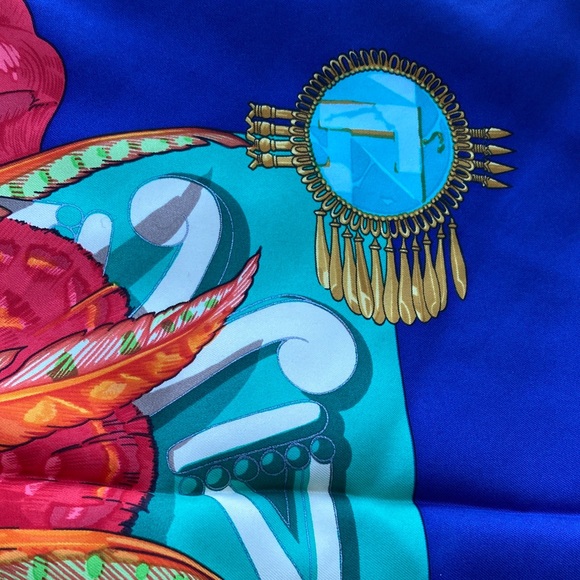 Hermes Mexican South American native Indian Mayan Aztec print silk Carre scarf - Picture 5 of 8